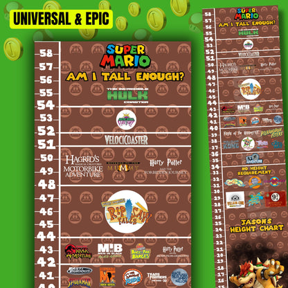 Super Mario Bros Universal & Epic Universe Ride Height Requirements Chart