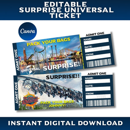 Universal Studios Surprise Ticket – Editable Download