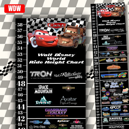Walt Disney World Cars Ride Height Requirements Chart