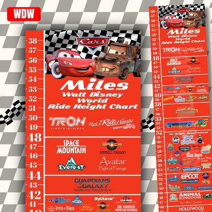 Walt Disney World Cars Ride Height Requirements Chart
