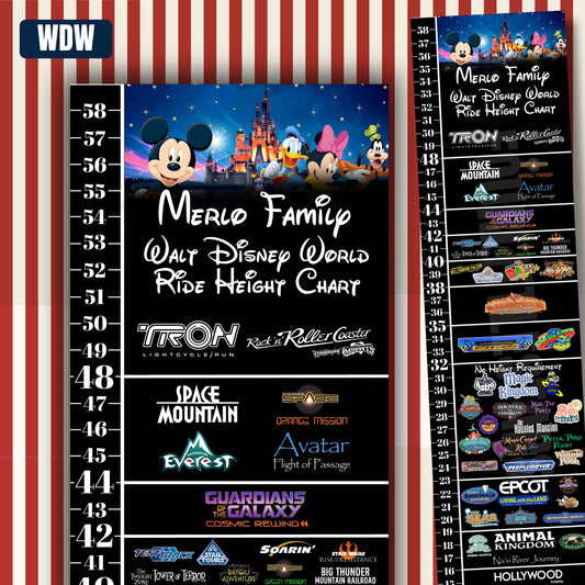 Walt Disney World Mickey Ride Height Requirements Chart
