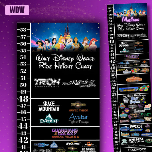Walt Disney World Princess Ride Height Requirements Chart