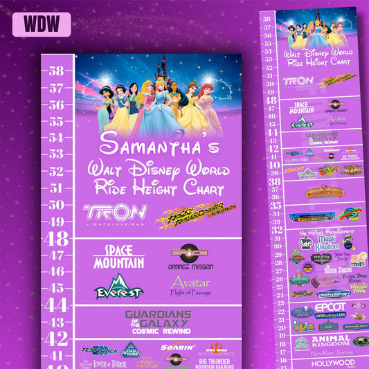 Walt Disney World Princess Ride Height Requirements Chart